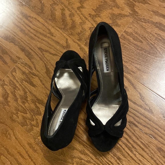 NWT Steve Madden Loyyall Black Mult, Size 8, suede heels, with box - Picture 6 of 8